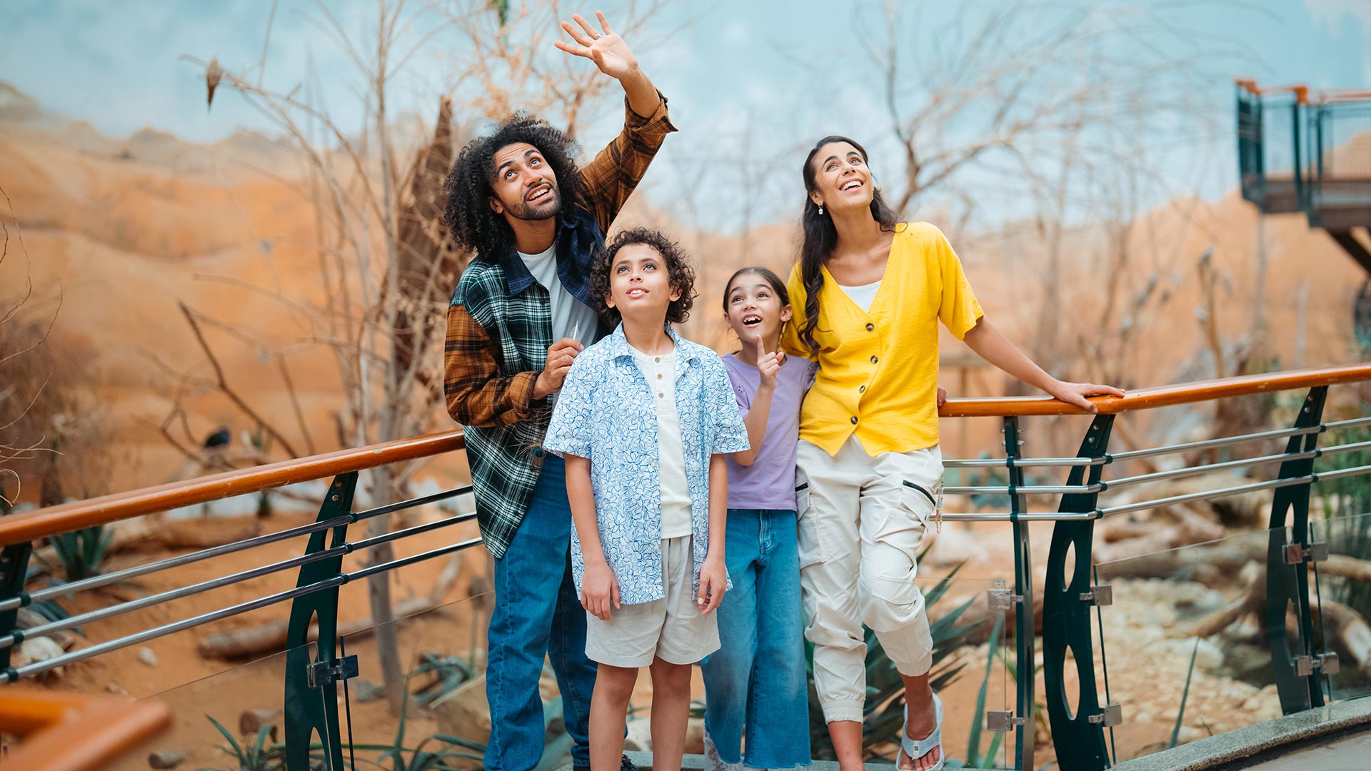 A family of 4 exploring Al Ain Zoo