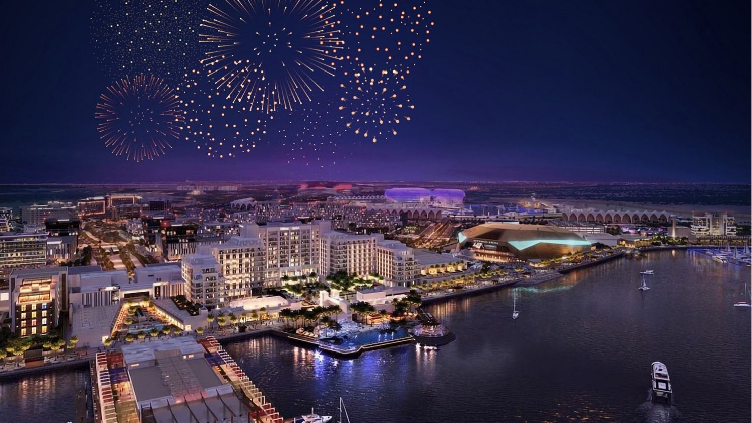 Restaurants and waterfront views at Yas Bay Waterfront