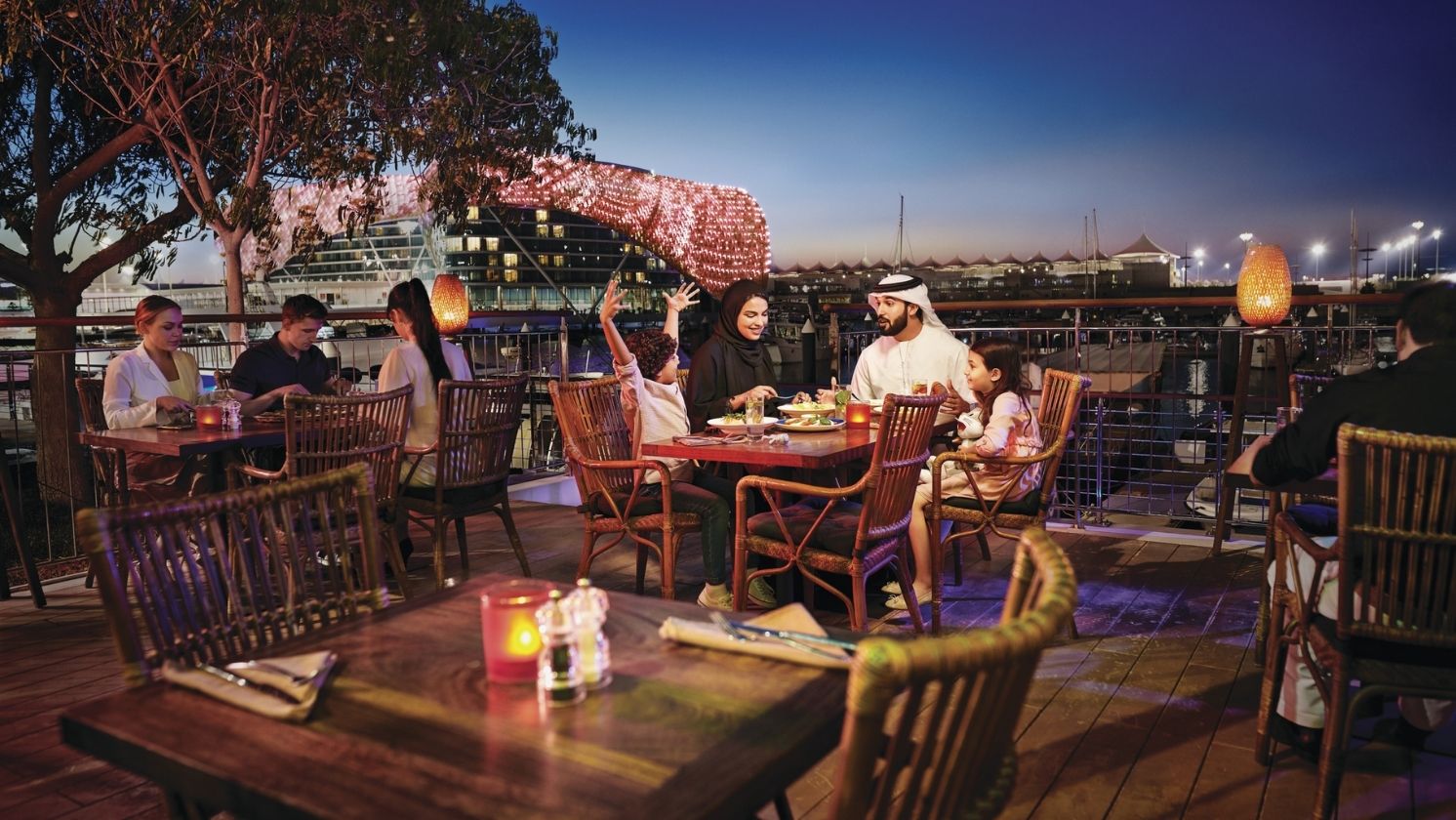 Yas Marina and its waterfront restaurants in Abu Dhabi