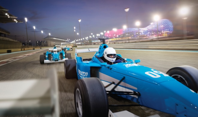 Image of racing car on Yas Marina Circuit