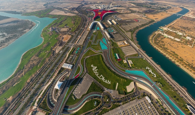 Aerial view of Yas marina Circuit