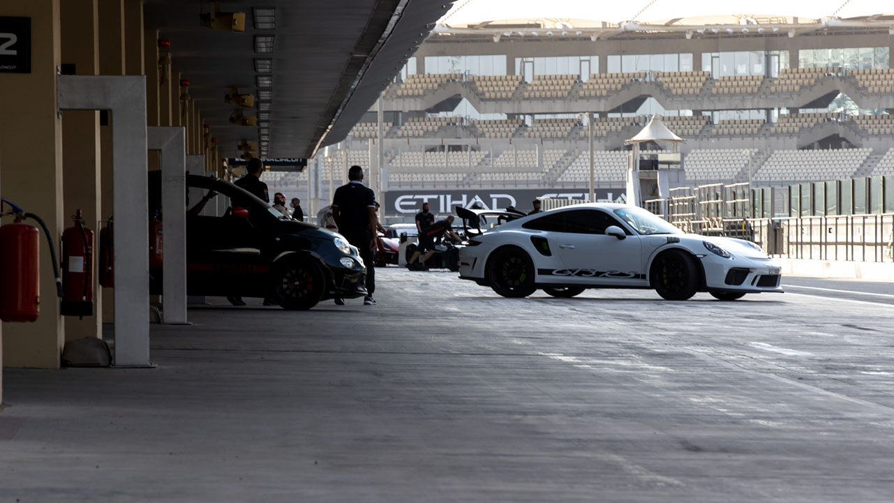 Premium sports cars racing at Yas Marina Circuit