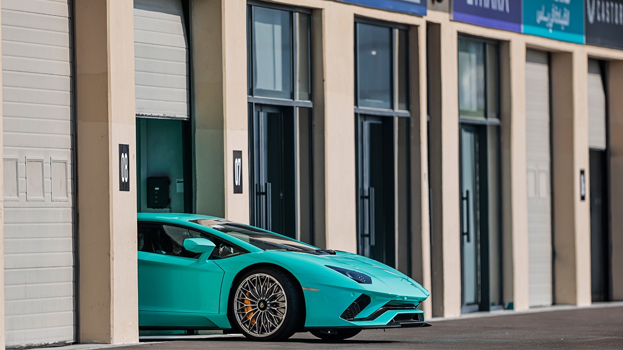 Premium sports cars racing at Yas Marina Circuit