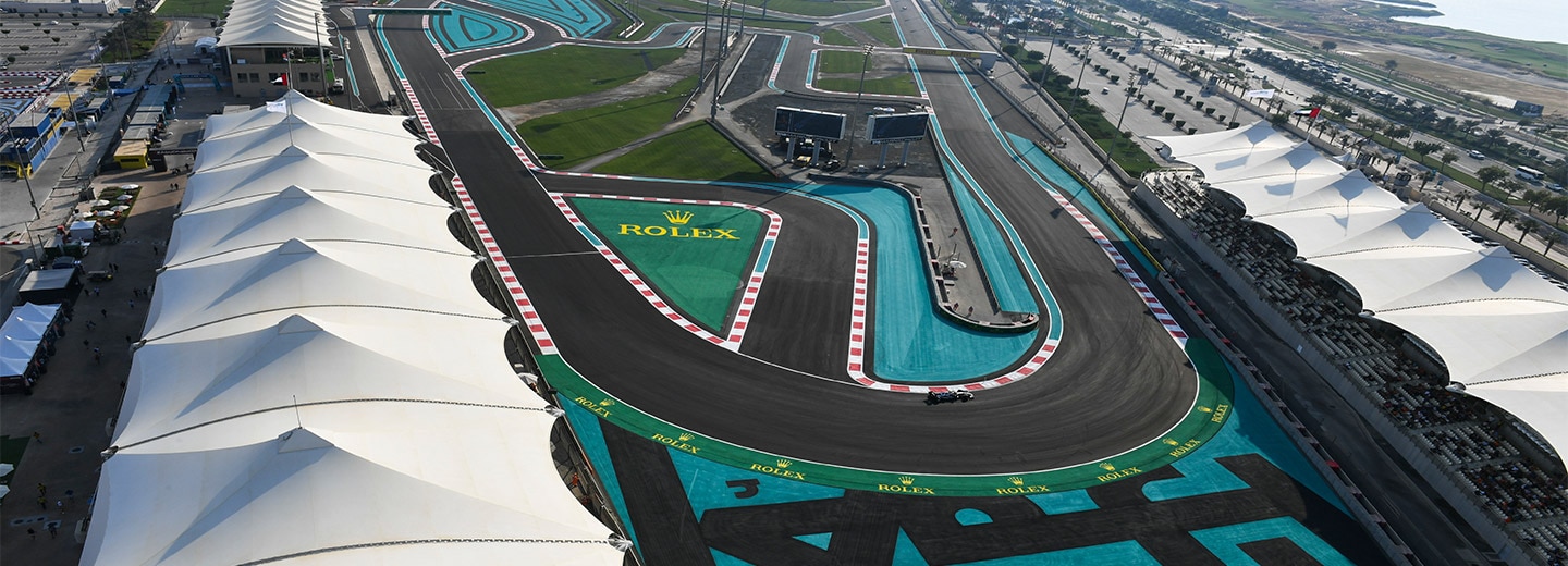 Aerial view of new North track configuration at Yas Marina Circuit F1 track
