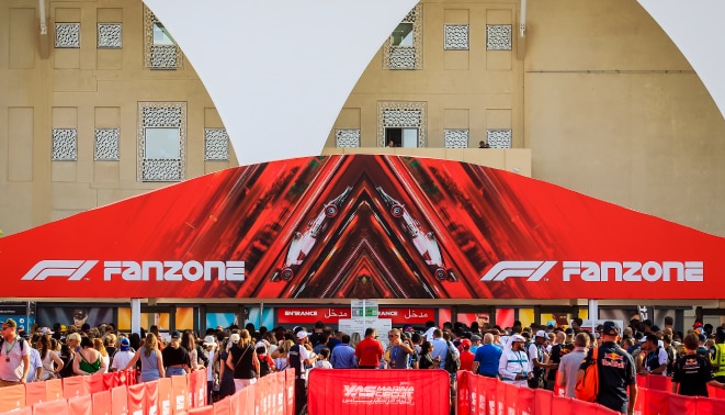 People lining up at F1 Fanzone